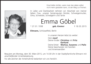 Anzeige von Emma Göbel von MGO
