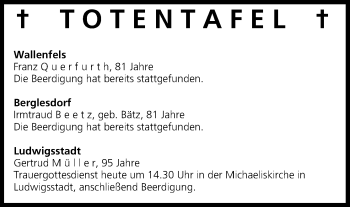 Anzeige von Totentafel vom 20.01.2015 von MGO