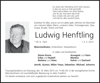 Anzeige von Ludwig Henftling von MGO
