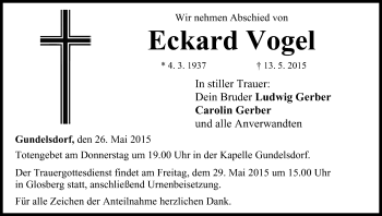 Anzeige von Eckard Vogel von MGO