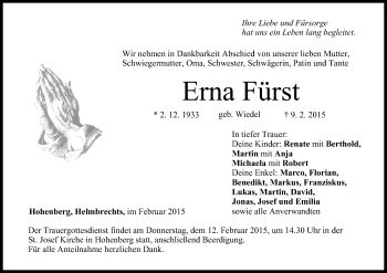 Anzeige von Erna Fürst von MGO