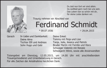 Anzeige von Ferdinand Schmidt von MGO
