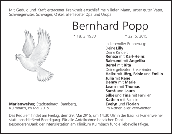 Anzeige von Bernhard Popp von MGO