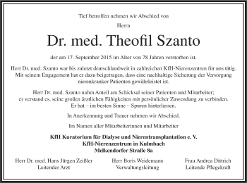 Anzeige von Theofil Szántó von MGO