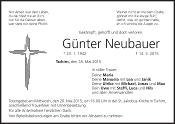 Anzeige von Günter Neubauer von MGO