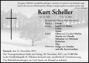 Anzeige von Kurt Scheller von MGO