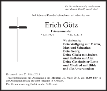 Anzeige von Erich Götz von MGO