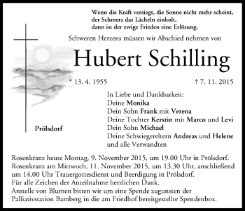 Anzeige von Hubert Schilling von MGO