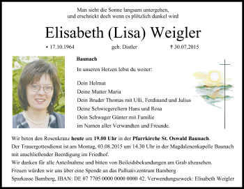 Anzeige von Elisabeth Weigler von MGO