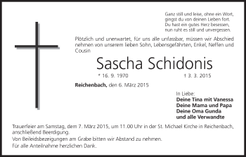 Anzeige von Sascha Schidonis von MGO