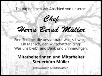 Anzeige von Bernd Müller von MGO