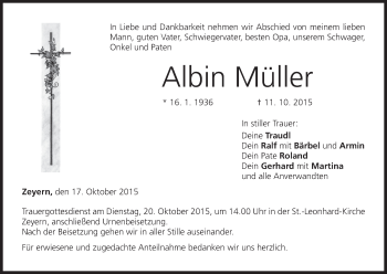 Anzeige von Albin Müller von MGO