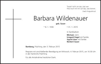 Anzeige von Barbara Wildenauer von MGO