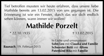 Anzeige von Mathilde Porzelt von MGO