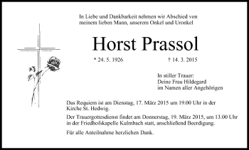 Anzeige von Horst Prassol von MGO