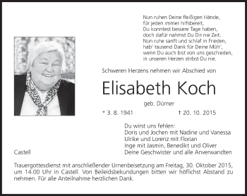 Anzeige von Elisabeth Koch von MGO