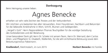 Anzeige von Agnes Benecke von MGO
