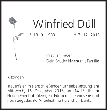 Anzeige von Winfried Düll von MGO