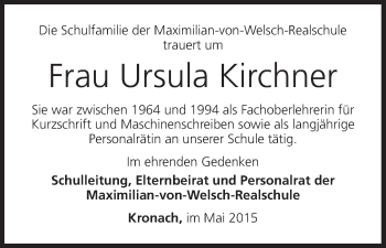 Anzeige von Ursula Kirchner von MGO