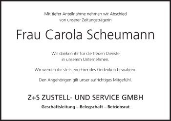 Anzeige von Carola Scheumann von MGO