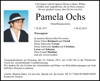 Anzeige von Pamela Ochs von MGO