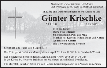 Anzeige von Günter Krischke von MGO