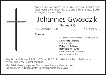 Anzeige von Johannes Gwosdzik von MGO