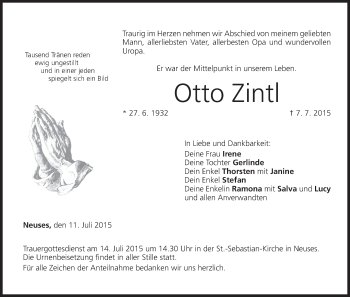 Anzeige von Otto Zintl von MGO