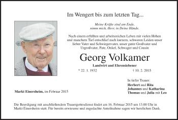 Anzeige von Georg Volkamer von MGO