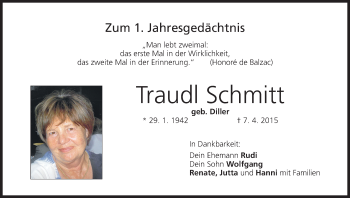 Anzeige von Traudl Schmitt von MGO
