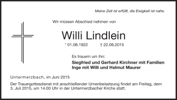 Anzeige von Willi Lindlein von MGO