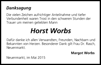 Anzeige von Horst Worbs von MGO