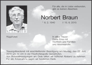 Anzeige von Norbert Braun von MGO