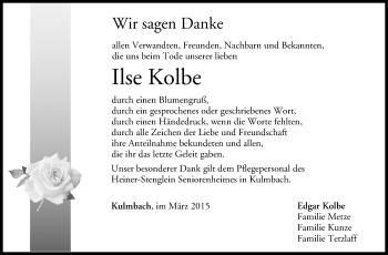 Anzeige von Ilse Kolbe von MGO