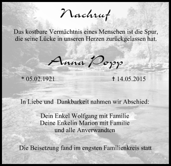Anzeige von Anna Popp von MGO