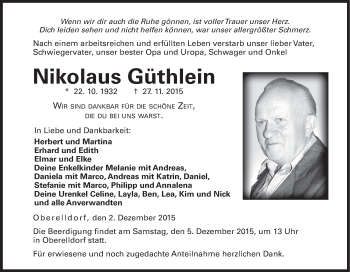 Anzeige von Nikolaus Güthlein von MGO