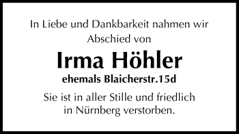 Anzeige von Irma Höhler von MGO