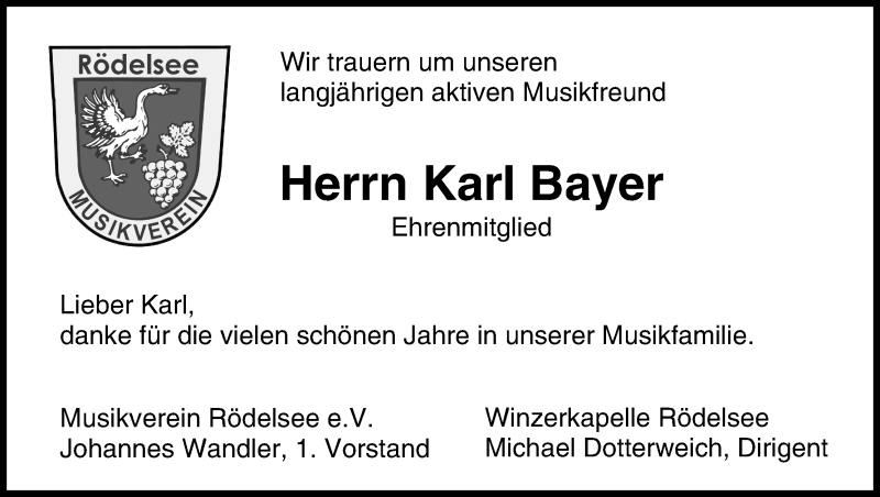  Traueranzeige für Karl Bayer vom 15.10.2013 aus Mediengruppe Oberfranken