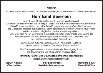 Anzeige von Emil Beierlein von MGO