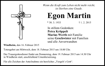Anzeige von Egon Martin von MGO