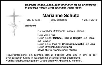 Anzeige von Marianne Schütz von MGO