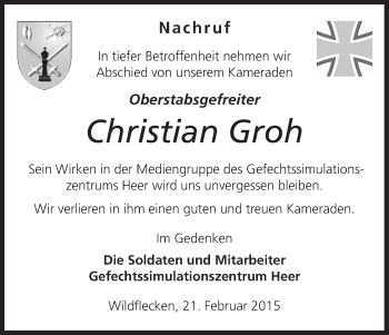 Anzeige von Christian Groh von MGO