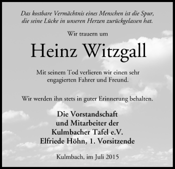 Anzeige von Heinz Witzgall von MGO