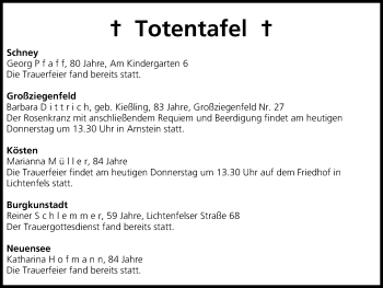 Anzeige von Totentafel 02.04.2015 von MGO