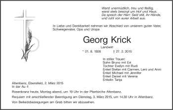 Anzeige von Georg Krick von MGO