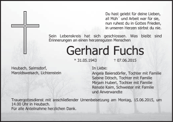 Anzeige von Gerhard Fuchs von MGO