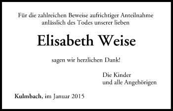 Anzeige von Elisabeth Weise von MGO