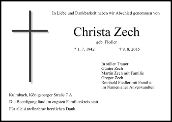 Anzeige von Christa Zech von MGO