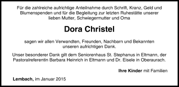 Anzeige von Dora Christel von MGO