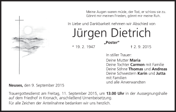 Anzeige von Jürgen Dietrich von MGO